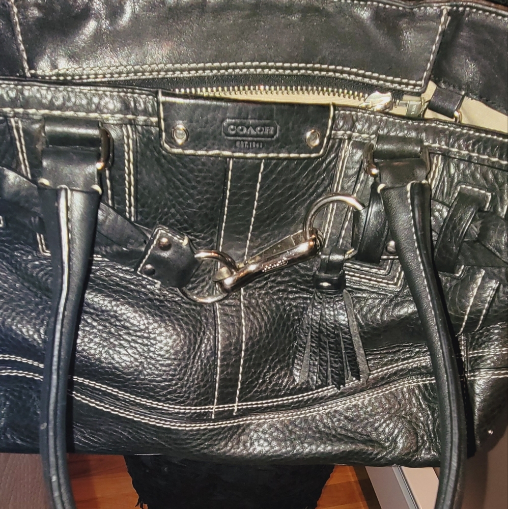 Coach Black Pebbled Leather Shoulder Bag